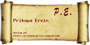 Prikopa Ervin névjegykártya